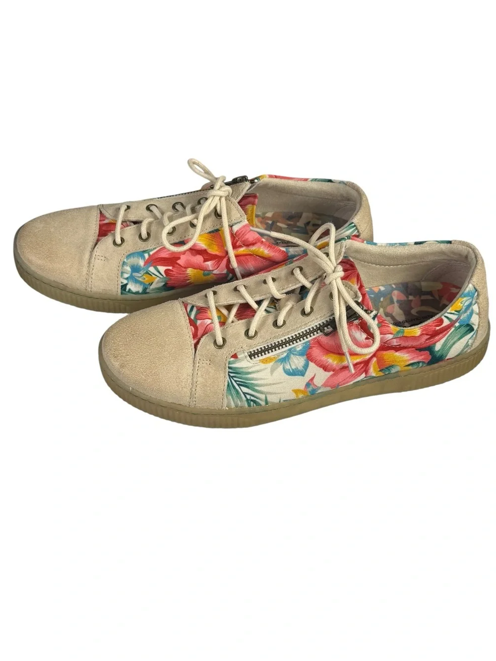 Born Tamara Multi Floral Tropical Canvas  Suede Lace Up Sneaker Size 10